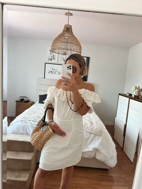 H&M Cream Off-Shoulder Mini Dress